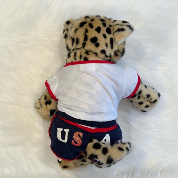 EUC 2007 Build A Bear BAB Cheetah Plush Stuffed Toy in USA Olympic Outfit - Picture 5 of 16